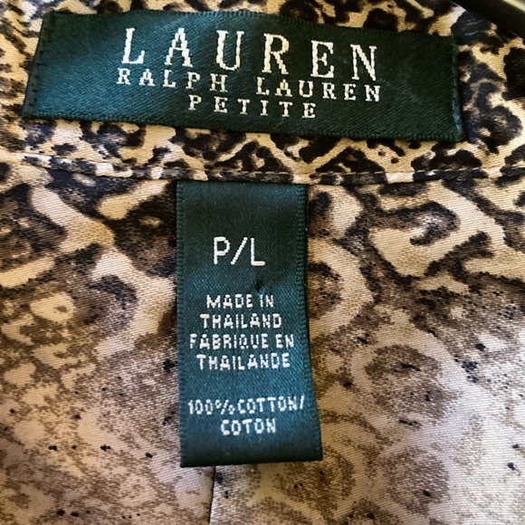Lauren by Ralph Lauren, Petite Large, Snake Print, Button Down, Collar Shirt - Picture 5 of 16